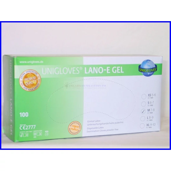 LANO-E-GEL hipoallergén púdermentes latex kesztyű 100db/doboz