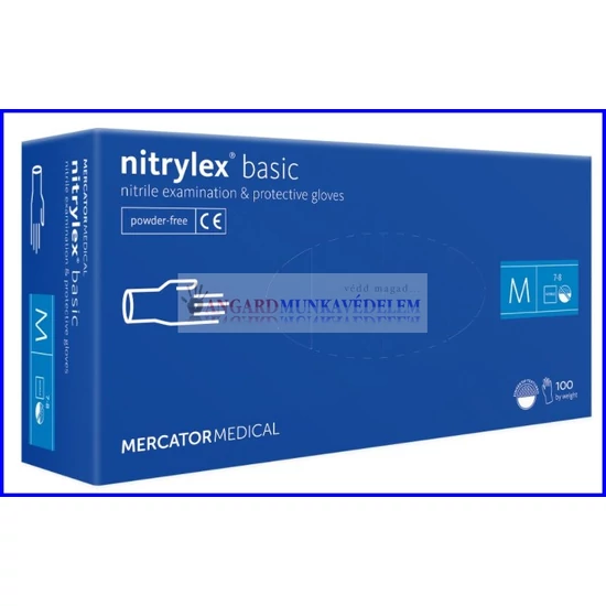 NITRYLEX BASIC BLUE, Prémium púdermentes nitril kék kesztyű /100db