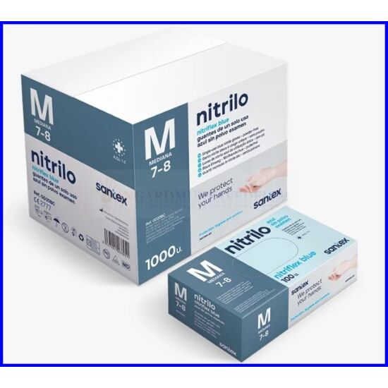 NITRILO, NITRIFLEX BLUE PF. ( 4g ) Prémium púdermentes nitril kesztyű / SANTEX GD20