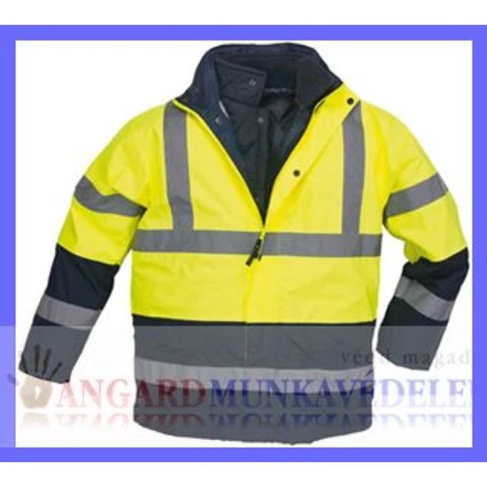 ROADWAY PE 3/1 sárga/kék: steppelt kék bélelt mellény + dzseki + együtt: bélelt kabát